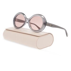 CHLOE Grey Transparent/Rose Oval Biobased Material sunglasses
